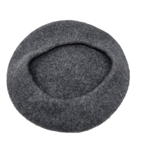 Unisex Classic Heather Gray Wool Beret Hat French-Chic Artsy Dark Academia - Picture 7 of 8